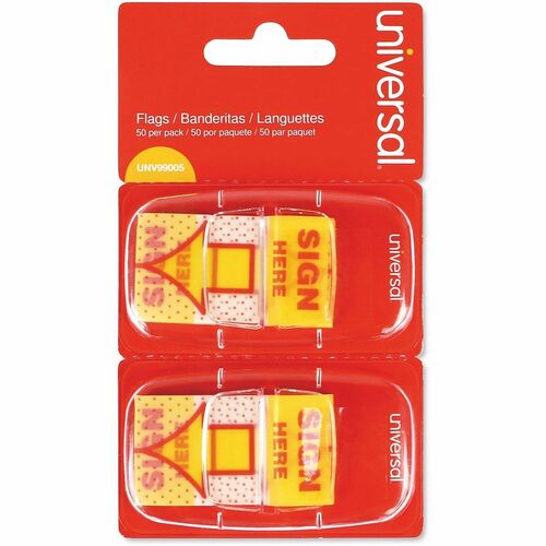 Flag, 1 X 1.77", Sign Here, Yellow 100/PK