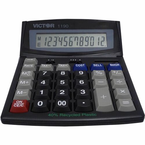 Calculator, 12 Digit, Desktop, Clear, Silent, Memory, Tax