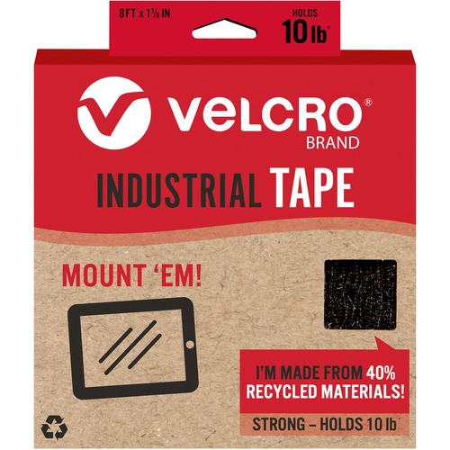 Mounting Tape, Industrial, Recycled, 10 lb Cap, 1-7/8"x8', Black