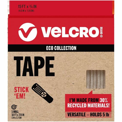 Mounting Tape, Eco, Reusable, 5 lb Cap, 7/8" x 10 Foot, We