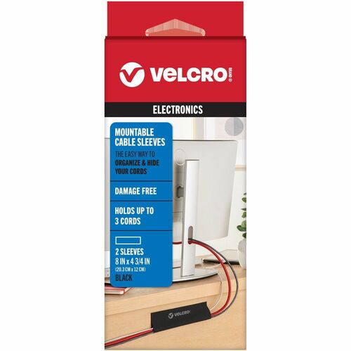 Cable, Sleeve, Mountable, 8" x 4.75", Black, 2 Count 2/PK