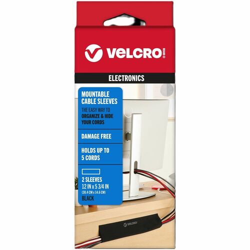 Cable Sleeve Mtable 12x5.75 Black 2 Count 2/PK