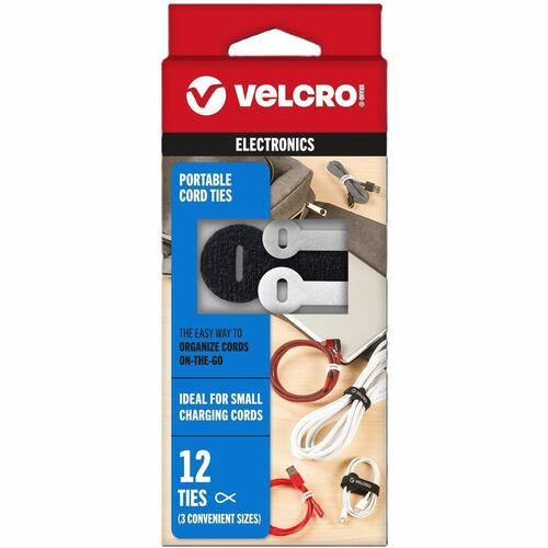 Cord, Ties, Portable, Asst 12/PK