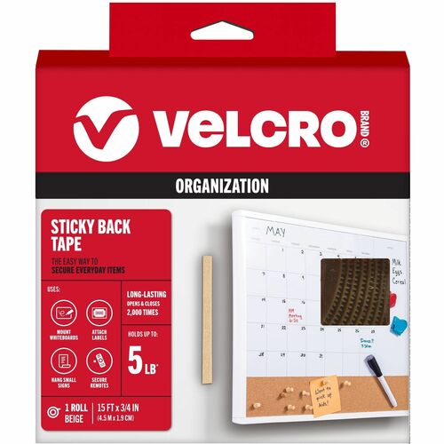 Velcro Brand Sticky Back Tape. 15 Foot x 3/4 Inch Beige