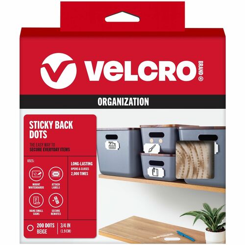 Velcro Sticky Dots. 3/4 Inch Circles. Beige. 200/RL