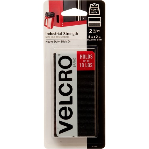 Velcro Industrial Strength 4 Inch x 2 Inch Strips, Black. 2/PK