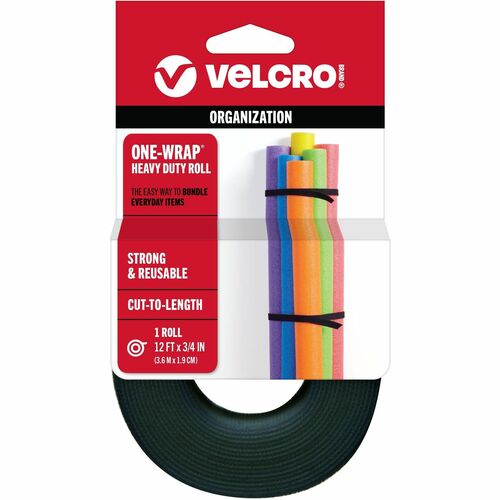 Velcroone-Wrap Bundling Ties 12 Foot x 3/4 Inch, Black