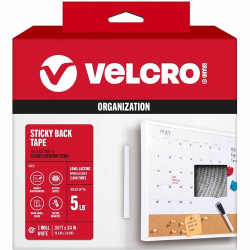 Tape, Stickback, Hook & Loop, White