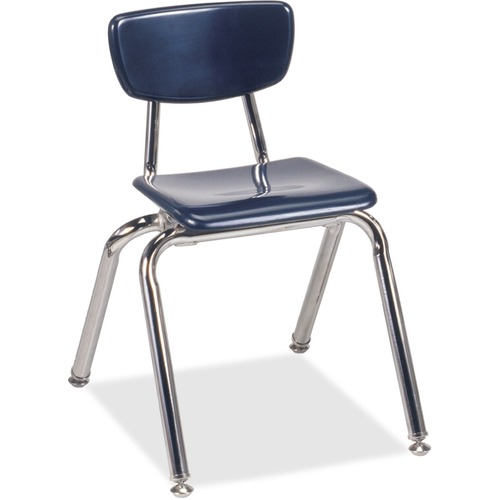Stack Chairs, 14" H Seat, 16-1/2" x 17-1/4" x 25-3/4", Navy 4/CT