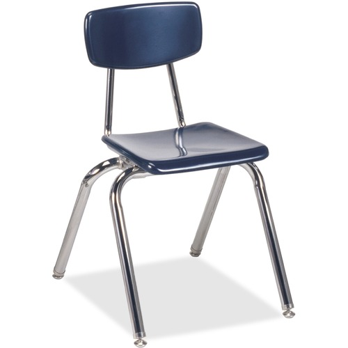 Stack Chairs, 16" H Seat, 18-3/4" x 21-1/2" x 30-1/2", Navy 4/CT