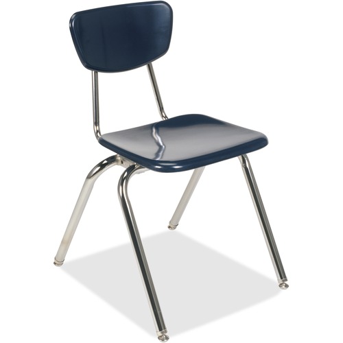 Stack Chairs, 18"H Seat, 18-3/4"x21-1/2"x30-1/2", Navy 4/CT