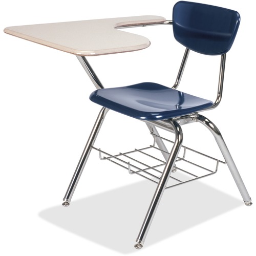 Chair Desk, Fixed Tablet Arm, Bookrack, 30-1/2"x19"x31", BE 2/CT