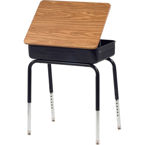 Desk, Lift Lid, Steel Frame, Laminate, 18" x 24", Black/Mocha 2/CT
