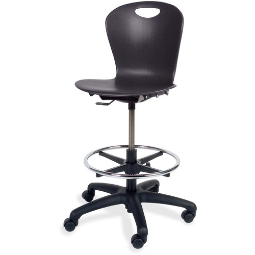 Stool, Lab, With Casters, No Arms, Poly, 24-1/8" x 42", Black