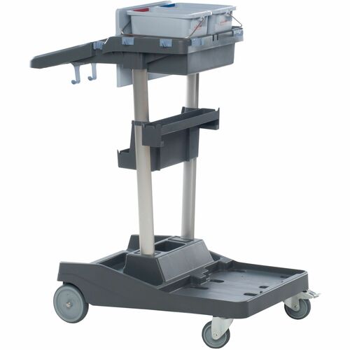 Cleaning Cart, w/Buckets/Shelf, 36-1/5"x20-3/10"x44-3/10", Gray