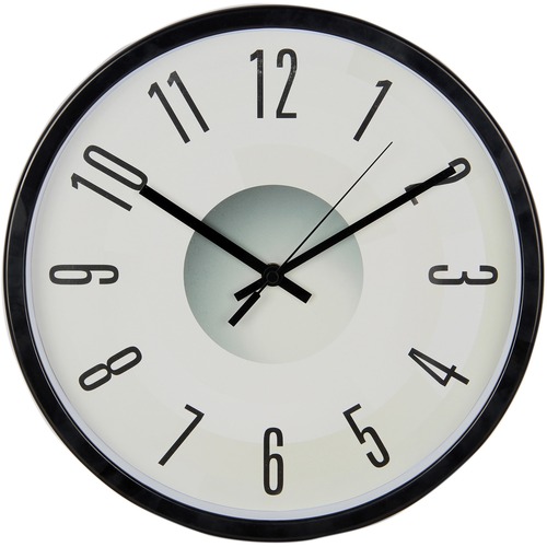 Clock, Wall, Plastic, 11-3/4" Dia, 1-3/4" D, Black/Gray