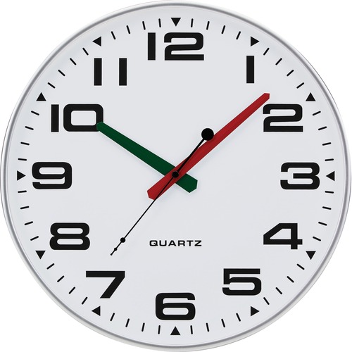 Clock, Wall, Silent Sweep, 3/4" Frame, 13" Dia, Silver/White