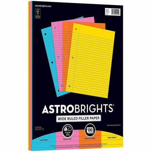Filler Book Paper, Assorted 100/PK