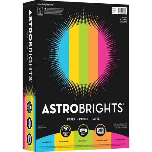 Paper, 24#, 500 Sheets, Bright, Assorted 500/PK