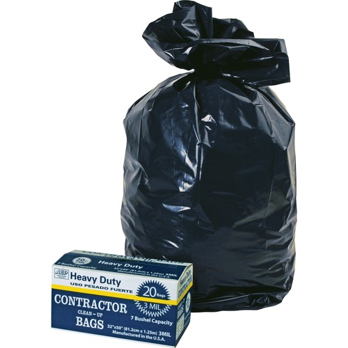 Contractor Bags, 3 Mil, 32"Wx50"H, Black 20/CT