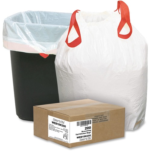 Bags, Trash, Drawstring, 13 Gallon 200/CT