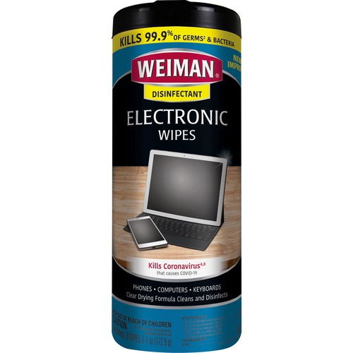 Cleaning Wipes, For Electronics, 7' x 8", 30 Wipes, White