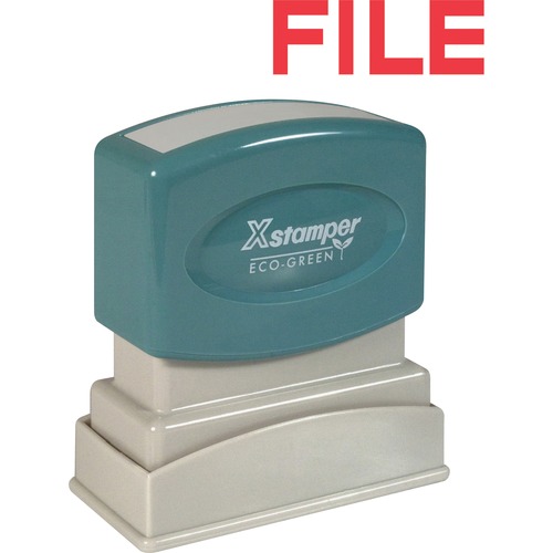 "File" Pre-Inked Stamp, 1/2"x1-5/8" Impression, Red Ink