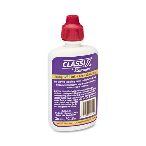 Refill Ink, for ClassiX Pre-Inked Stamps, 2 oz Bottle, Red