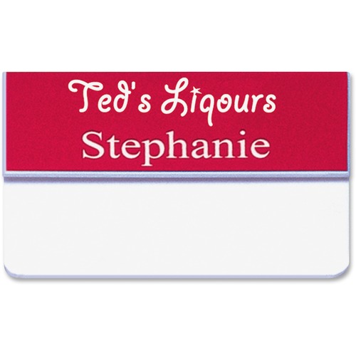 Pocket Name Badge With Logo, 1" x 3", Assorted