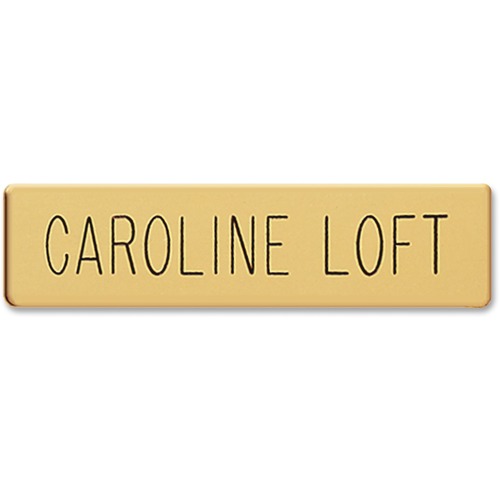 Metal Uniform Badge, 5/8" x 2-1/2", Gold with Black Letters