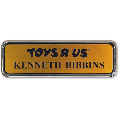 Name Badge With Logo, 1"x3", Silver Frame