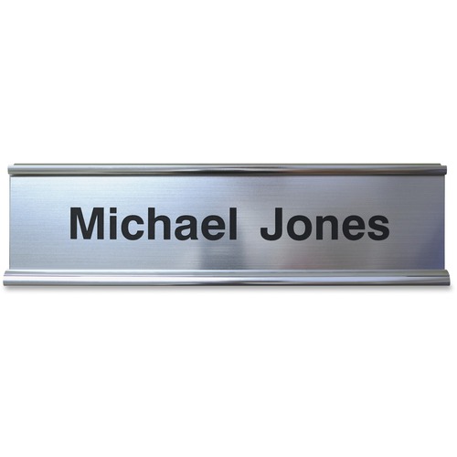 Sign, Desk, 2-Sided, Easel-Style, Aluminum, 2" x 8", Silver