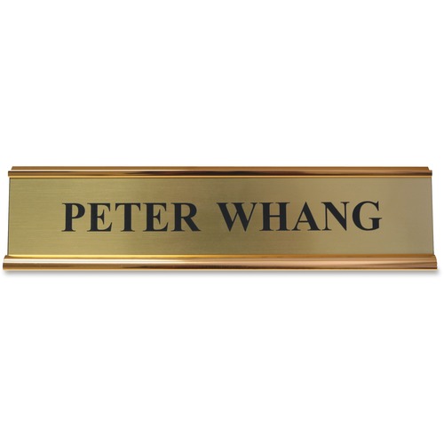 Sign, Desk, 2-Sided, Easel-Style, Aluminum, 2" x 10", Gold