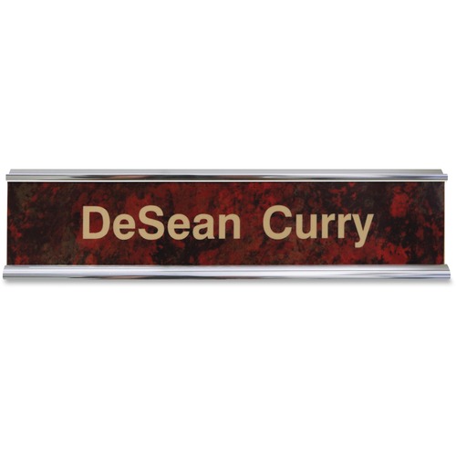 Sign, Desk, 2-Sided, Easel-Style, Aluminum, 2" x 10", Silver