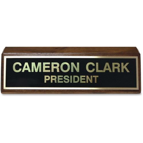 Brass Plate Mounted On Wood, 2" x 8", Black