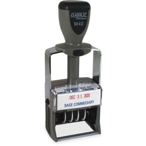 Classix Self-Inking Steel Date Stamp, 15/16"x1-9/16", Ast