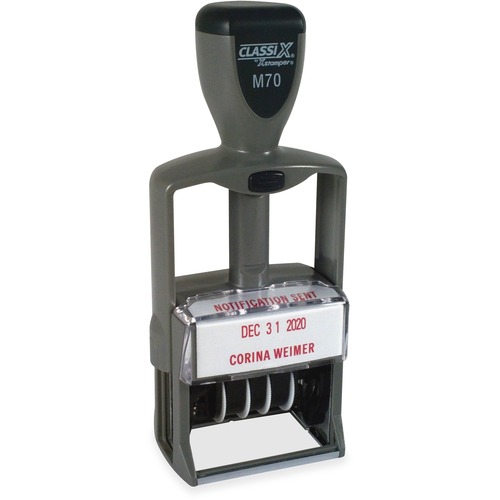 Self-Inking Plastic Date Stamp, 15-1/6"x1-9/16", Assorted
