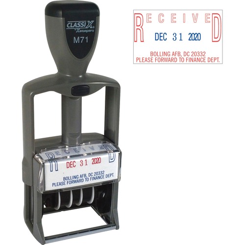 Self-Inking Date Stamp, 1-1/8" x 1-7/8", 1-4 Lines, 25 Max/Line
