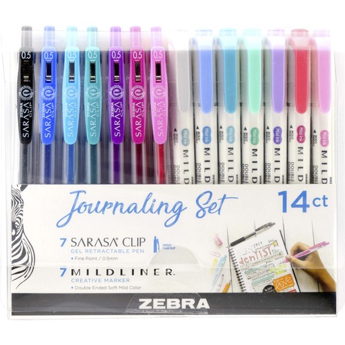 Journaling Set, 7 Gel Pens, 7 Double-Ended Markers, Ast 14/PK