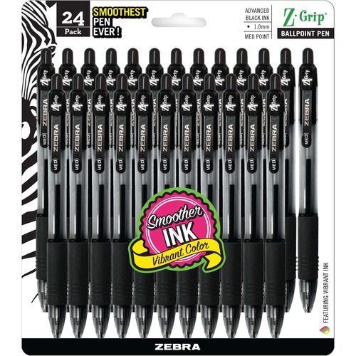 Pen, Zgrip, Ballpoint, Retractable, 1.0, Black 24/PK