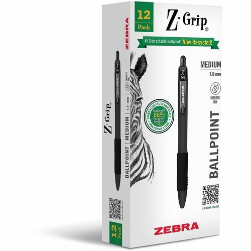 Pen, Zgrip Retractable Ballpoint Pen, 1.0, Black 12/DZ
