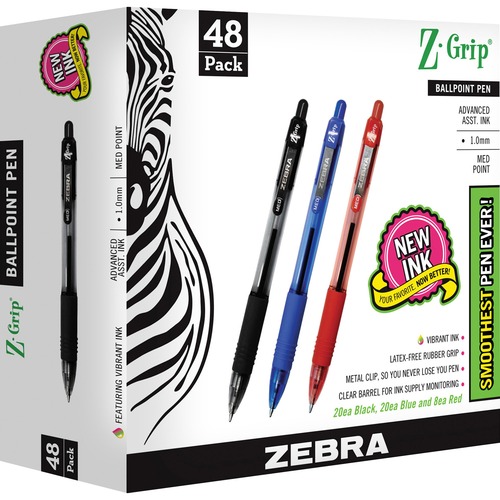 Pen, Zgrip, Ballpoint Pen, Retractable, 1.0, Assorted 48/PK