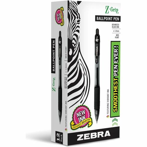 Pen, Z-Grip, Ballpoint, Retractable, 1.0 Millimeter, Black 12/DZ