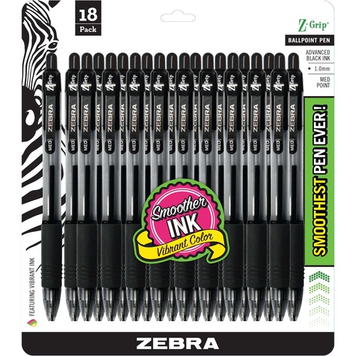 Pen, Ballpoint, Retractable, Z-Grip, Black 18/PK