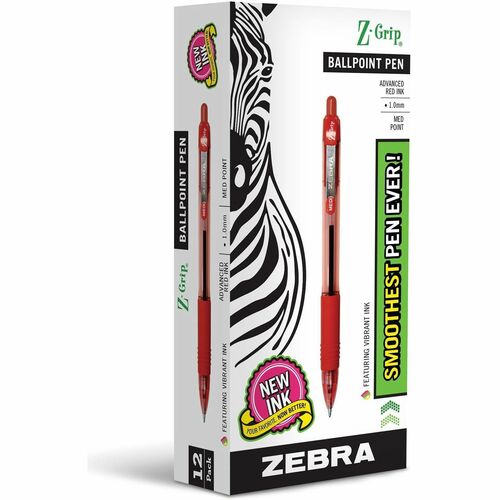 Pen, Z-Grip, Ballpoint, Retractable, 1.0 Millimeter, Red 12/DZ
