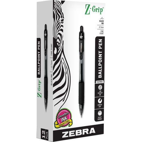 Pen, Z-Grip Retractable Ballpoint, 0.7mm, Black 12/DZ