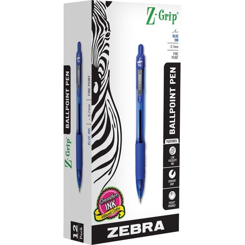 Pen, Z-Grip Retractable Ballpoint, 0.7 Millimeter, Blue 12/DZ