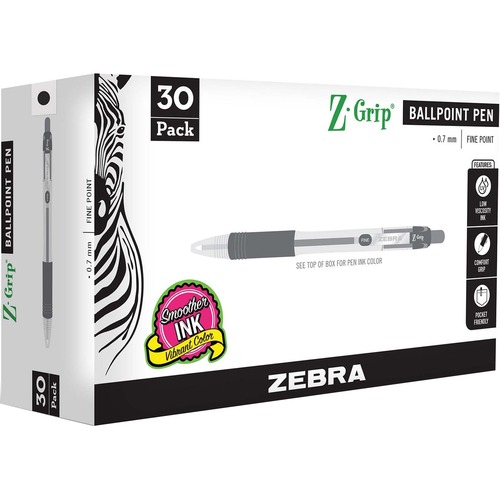 Pen, Z-Grip Retractable Ballpoint, 0.7 Millimeter, Black 30/PK