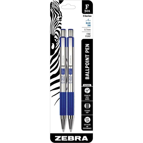Pen, Ballpoint, Retractable, F301, Blue, Two Pack 2/PK
