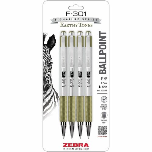 Pen, F301 Retractable Ballpoint, 0.7, Sage 4/PK